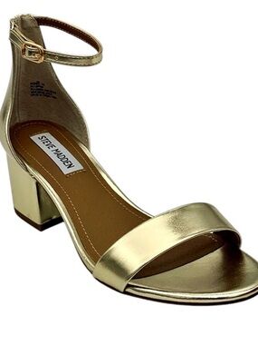 NWOB Steve Madden Women's Irenee Two-Piece Block-Heel Sandals
Gold